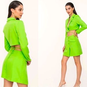 Zara Cropped Neon Green Blazer M